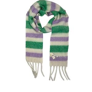 NEW Anthropologie x Maeve Brushed Icon Scarf Striped Green Purple Fringe 8x120